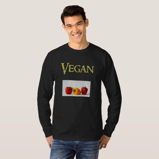 Men's vegan long sleeve t shirt for sale. (Front Full)