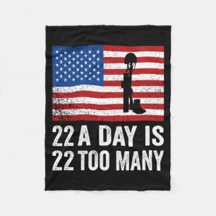 Mens Veteran 22 Day Suicide Awareness Ptsd Veteran Fleece Blanket