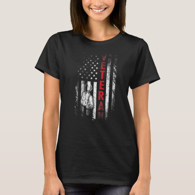 Mens Veteran American Flag Veterans Day Patriot Fa T-Shirt (Front)