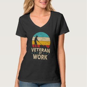 Mens Veteran At Work Mower Lawn Mowing T-Shirt