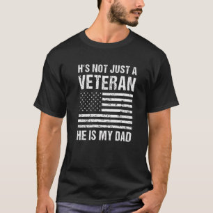 Mens Veteran He Is My Dad American Flag Veterans D T-Shirt