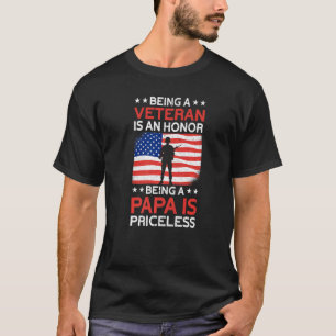 Mens Veteran Honour Papa Priceless Proud American T-Shirt