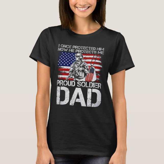 Mens Veteran Proud Soldier Dad Military T-Shirt (Front)