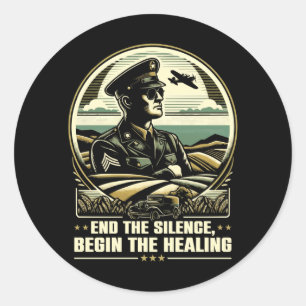 Mens Veteran Suicide Awareness Mental Health Classic Round Sticker