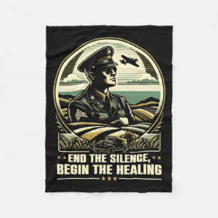 Mens Veteran Suicide Awareness Mental Health Fleece Blanket