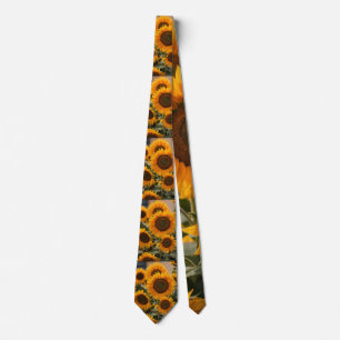 "Men's Vibrant Yellow Sunflower Print Neck tie. Tie