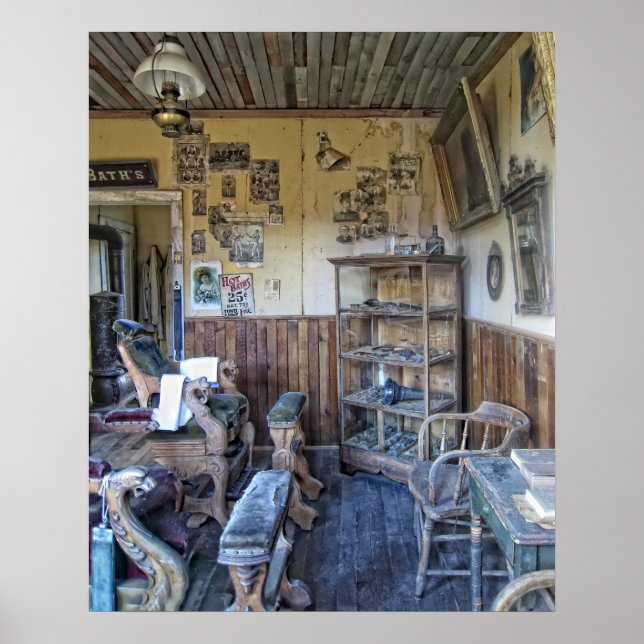 Men's Victorian Barber Shop Interior Poster (Front)