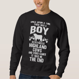 Mens Video Games Gamer Gaming Highland Cow 1 Sweatshirt