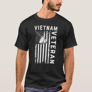 Mens Vietnam Veteran US Flag Vietnam War Vet Veter T-Shirt