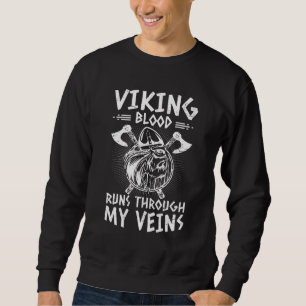 Mens Viking Nordic Odin Valhalla Viking Blood Thro Sweatshirt