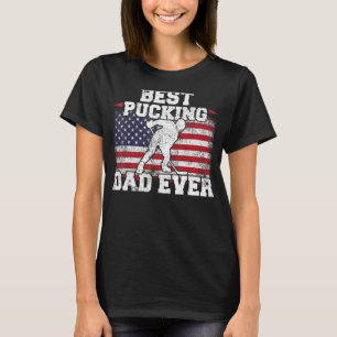 Mens Vintage American Flag Best Hockey Player Dad T-Shirt