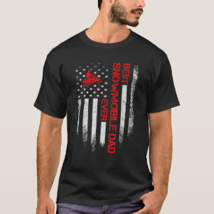 Mens Vintage American Flag Best Snowmobile Dad Eve T-Shirt