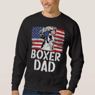 Mens Vintage American Flag Boxer Dad Dog For Fath Sweatshirt