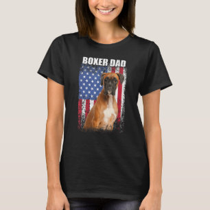 Mens Vintage American Flag Boxer Dad Dog For Fath T-Shirt