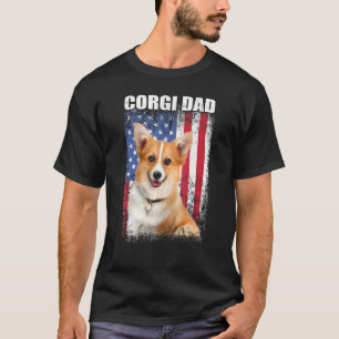 Mens Vintage American Flag Corgi Dad Dog For Fathe T-Shirt