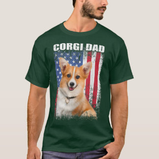 Mens Vintage American Flag Corgi Dad Dog Gift For  T-Shirt