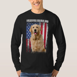 Mens Vintage American Flag Golden Retriever Dad Fa T-Shirt