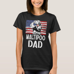 Mens Vintage American Flag Maltipoo Dad Dog For F T-Shirt