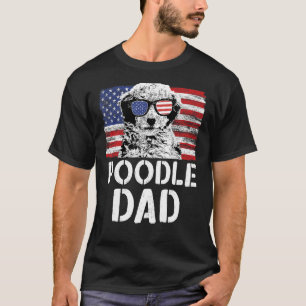 Mens Vintage American Flag Poodle Dad Dog  For Fat T-Shirt