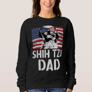 Mens Vintage American Flag Shih Tzu Dad Dog For F Sweatshirt