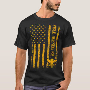 Mens Vintage American Flag Uncle Beekeeper Fathers T-Shirt