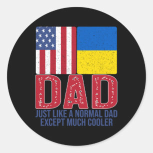 Mens Vintage American Ukrainian Flag Dad Design Fo Classic Round Sticker