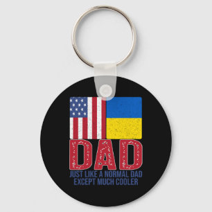 Mens Vintage American Ukrainian Flag Dad Design Fo Key Ring