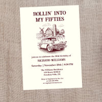 Men's Vintage Barn Car Rollin' into 50th Birthday