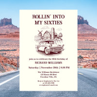 Men's Vintage Barn Car Rollin' into 60th Birthday