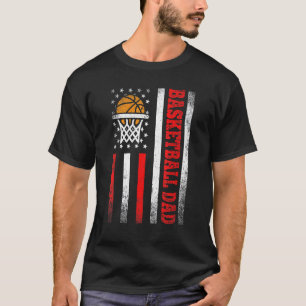 Mens Vintage Basketball Dad American Flag Sport Fa T-Shirt