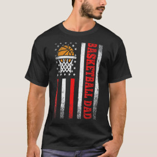 Mens Vintage Basketball Dad American Flag Sport Fa T-Shirt
