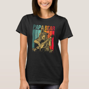 Mens Vintage Bear Playing Guitar Player Fathers Da T-Shirt