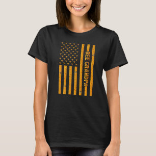 Mens Vintage Bee American Flag Bee Grandpa Father T-Shirt