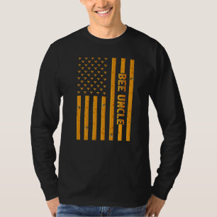 Mens  Vintage Bee American Flag Bee Uncle Father's T-Shirt
