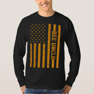 Mens Vintage Bee American Flag Bee Uncle Father's T-Shirt
