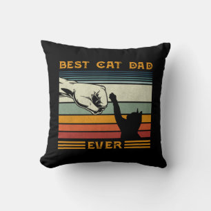 Mens Vintage Best Cat Dad Ever Bump Cat Lover Cushion
