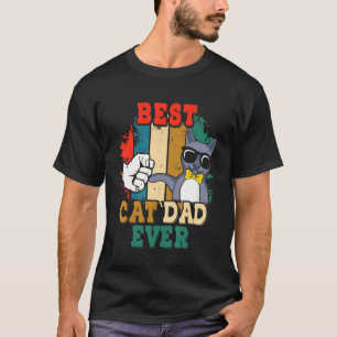 Mens Vintage Best Cat Dad Ever Retro Father's Day  T-Shirt