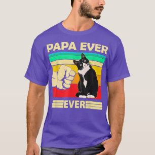 Mens Vintage Best Cat Papa Ever Bump Fit Funny Cat T-Shirt