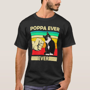 Mens Vintage Best Cat Poppa Ever Bump Fit  Cat Dad T-Shirt