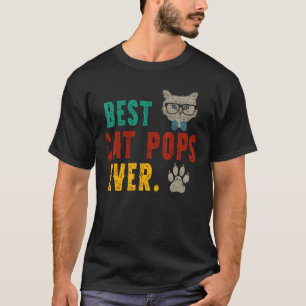 Mens Vintage Best Cat Pops Ever Bump Fi Fathers Da T-Shirt