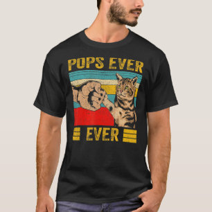 Mens Vintage Best Cat Pops Ever Bump Fit Cat Dad T-Shirt