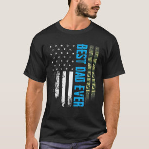 Mens Vintage Best Dad Ever Camo American Flag Dist T-Shirt