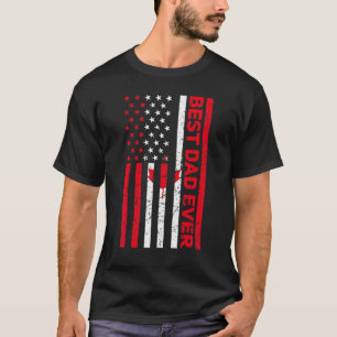 Mens Vintage Best Dad Ever Canada American Flag Ca T-Shirt