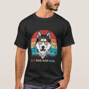 Mens Vintage Best Dog Dad Ever Husky Dog Fathers d T-Shirt