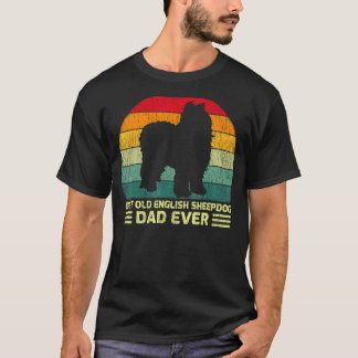 Mens  Vintage Best English Sheepdog Dad Ever Fathe T-Shirt