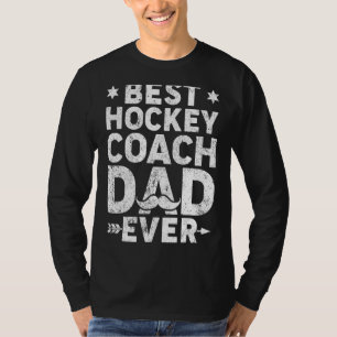 Mens Vintage Best Hockey Coach Dad Ever Father's D T-Shirt