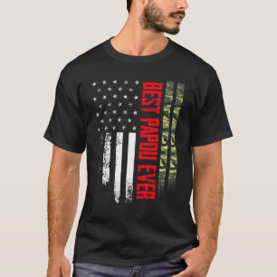 Mens Vintage Best Papou Ever Camo American Flag Di T-Shirt