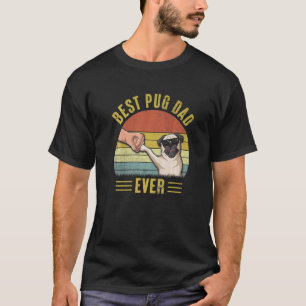 Mens Vintage Best Pug Dad Ever Fist Bump  Pug Dog  T-Shirt