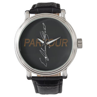 Men's Vintage Black Leather Strap Watch