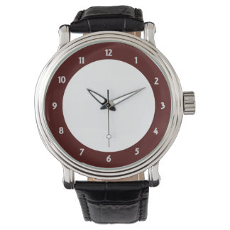 Mens Vintage Black Leather Strap Watch WH-Red